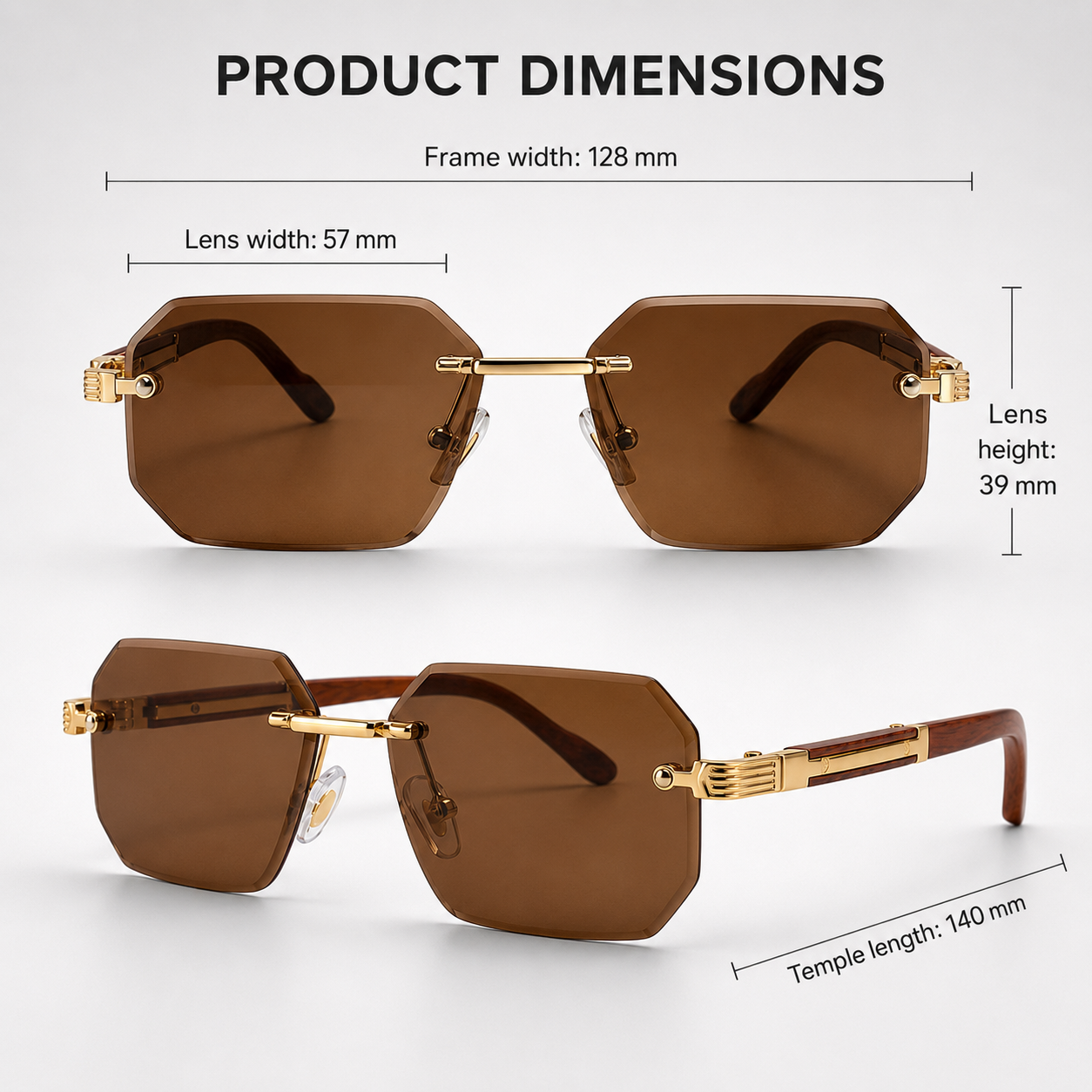 Solon UV400 Rimless Sunglasses