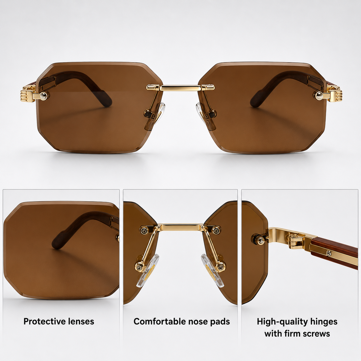 Solon UV400 Rimless Sunglasses