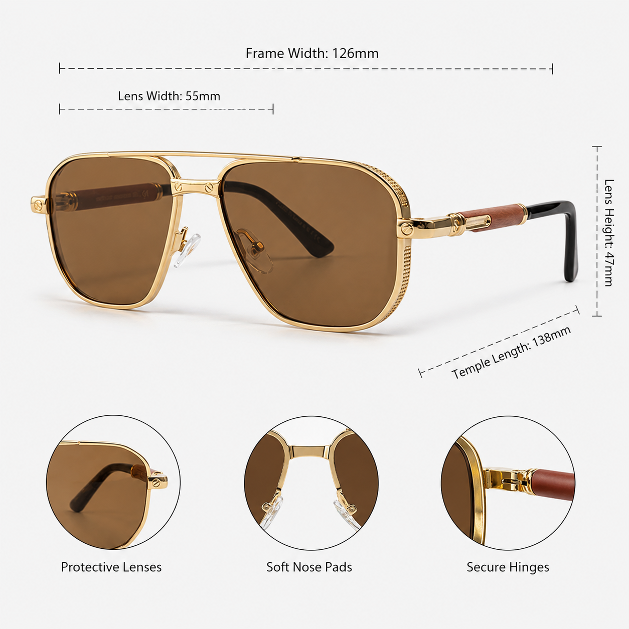 Theron UV400 Square Sunglasses