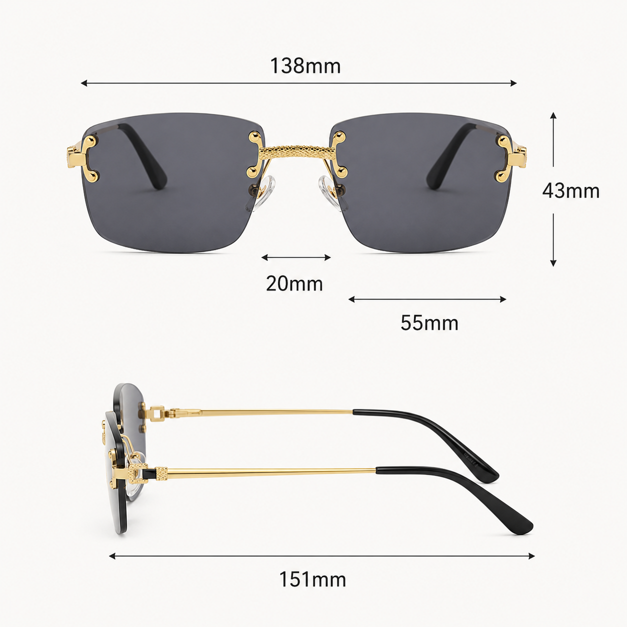 Peleus UV400 Rimless Sunglasses